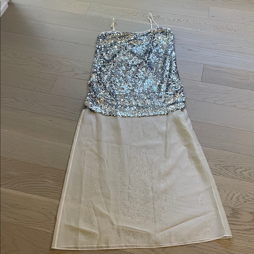 Silver Sequin with Sheer Skirt